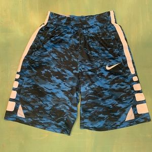 Nike- YL graphic shorts dry- fit Blue Black White drawstring side pockets